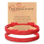 2 Pieces Matching Couple Bracelets for Anniversary Gifts Good Luck Bracelet for Vows of Eternal Love Long Distance Relationship Bracelet for Boyfriend Girlfriend (red)