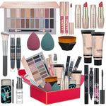 All in One Makeup Kit for Women Full Kit Includes 20 Colors Eyeshadow Palette Foundation & Face Primer, Makeup Brush Makeup Sponge, Eyebrow Soap, Winged Eyeliner Stamp Gift Set for Women, Girls & Teen