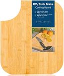 Bamboo Cutting Boards for RV, 14.5" x 12.5" Sink Mate Cutting Board, Adjustable Non-Skid Silicone Feet, Drain Groove, Cut Corne Designed, Create Storage Space