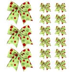 AWAVM Christmas Red Green Bows Decorations 15 Pcs Large Dot Bows Tie Bows Christmas Wreaths Ornaments Xmas Tree Topper Ornaments Xmas Decor Santa Gift Accessories Decorative 5.9in