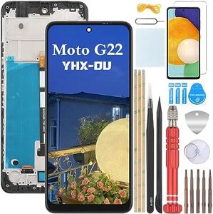 YHX-OU 6.5" Nero+Telaio Schermo per Motorola Moto G22 XT2231-2 ​Riparazione e Sostituzione LCD Display Touch Screen Digitizer con Utensili Inclusi + 1 Pezzo Vetro temperato