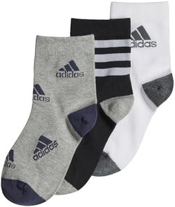 adidas Lk Socks 3pp Calcetines Unisex niños, Black/White/Medium Grey Heather, 37-39 (S)