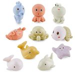Mold Free Bath Toys for Infants 6-12 Months - 10PCS Bath Squirt Toys Silicone Ocean Animals Bathtub Float Toy for Water Play Kids Preschool Education Toy Learning Skills for Bathroom
