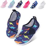 JOINFREE Boy Anti-Skid Aqua Socks Breathable Quick Dry Barefoot Shoes for Kid Summer Diving Shoes Toddler Girl Water Shoes Blue Dinosaur 9 Toddler