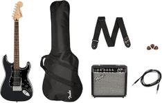 Squier Affinity Series Stratocaster Packs Electric Guitar, Charcoal Frost Metallic, Laurel Fingerboard