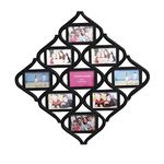 MKUN 4x6 Wall Photo Frame Collage - Diamond Shaped Wall Hanging Picture Frame Collage, 9- Opening (Black)