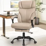 HeroSet Office Chair, Executive Leather Chair Big and Tall Ergonomic Computer Desk Chair, Comfy Swivel Rolling Reclining Lumbar Support Task Chair with Adjustable High Back Foot Rest for Home Gaming