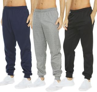 DARESAY Mens 3 Pack Dry Fit Fleece Athletic Workout Jogger Sweatpants for Men with Pockets and Drawstring Size S-3XL