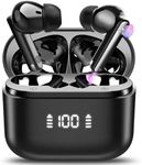 Wireless Earbuds Bluetooth 5.3 Headphones 48H Playback Deep Bass Stereo Ear Buds with HD Mic LED Display in Ear Earphones IP7 Waterproof Earbuds for Laptop Pad Android/iOS Phones Sports Workout Black