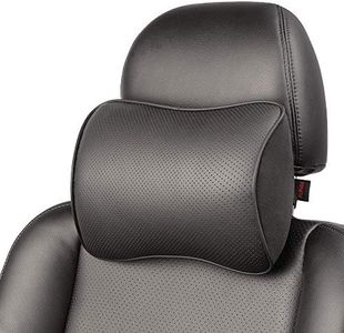 Aukee Memory Foam Car Neck Pillow Soft Leather Headrest for Driving Home Office Black (1PC)