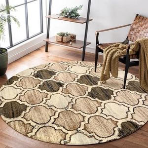 Lahome Moroccan Round Rugs - 4x4 Washable Non-Slip Small Round Area Rug Throw Soft Circle Rugs for Bedroom, Modern Print Indoor Round Carpet for Entryway Sofa Kitchen Living Room (Coffee, 4Ft-Round)