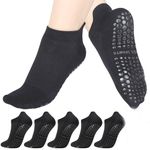 Zuimei 5 Pairs Pilates Yoga Grip Socks, Women Non Slip Grip Socks Anti-slip Pilates Socks with Grip Non Slip Grippy Socks for Hospital,Dance, Pilates,Yoga,Size UK 4-7,Black