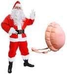 DELUXE SANTA COSTUME 10 PIECE PLUSH FATHER CHRISTMAS FANCY DRESS XMAS (SIZE: XXX-LARGE)