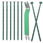 Bakulyor 50 Pack Metal Landscape Stakes, 8 Inch Artificial Grass Spikes, 6 Gauge Large Landscaping Staples, Green Edging Anchor Stake for Garden Ground Grass Lawn Paver Timber Border Weed Barrier 8"