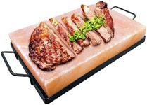 Himalayan Salt Block Tray for BBQ Grilling Searing Cutting Seasoning & Serving - Rock Salt Plate with Holder Set from Pink n Salt