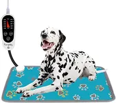 Furrybaby Pet Heating Pad, Waterproof Dog Heating Pad Mat for Cat with 5 Level Timer and Temperature, Pet Heated Warming Pad with Durable Anti-Bite Tube Indoor for Puppy Dog Cat (Green Paw, 24" X 16")