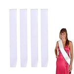 4 Pcs Blank Satin Sashes, Hen Party Sashes,for Hen Party, Bachelorette Party,Homecoming, Wedding,White,158 x 9.5 cm