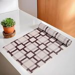 Kuber Industries Kitchen Drawer/Cabinet Shelf Mat | Checks Design with PVC Material | Adjustable Size 5 Mtr Roll (Brown), Polyvinyl Chloride | Functional and Decorative Shelf Liner