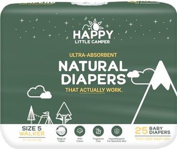 Happy Little Camper Ultra-Absorbent Premium Natural Baby Nappies, Walker, Size 5 (13+ kg), 25 Count