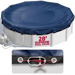 28 ft Round Pool Cover for Above Ground Pools, Above Ground Pool Cover, Swimming Pool Cover, Winter Pool Cover, Keeps Out Debris, Cold and UV Resistant, Supreme Mesh, Navy Blue