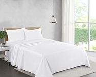 100% Cotton Plain Dyed Flat Sheet | Premium Hotel Quality Ultra Soft Bed Sheet | Luxury Non Iron Easy Care Bedding Sheet - Wrinkle, Stain and Fade Resistant Top Sheet - White, Single Size