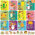 Motiskyy 120 Pcs Mexican Make Your Own Fiesta Stickers Make a Face Holographic Stickers Games Cinco De Mayo Taco Cactus School Activities Reward for Kids Teacher Art Craft Party Favor Room Decorations