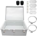 HUIXHAO Grey Outdoor Large Junction Box Waterproof Size(510 * 410 * 200mm), Enclosure Two NPT 1” Glands and Adjustable Clamp*2 Wire Case with Outdoor Enclosure Box (20"*16.1"*7.9")