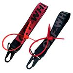 (2 Pack)Fashion Letter Lanyard Keychain,Wristlet Keychain, Key Chain can Hang Keys, Wallet, Jeans Decoration, Office Badge,Unisex Cool Wrist Lanyard (Black,Red)