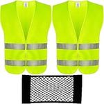 Zokaboc 2 Pack Hi Vis Vest, High Visibility Safety Vest for Men, Women, 2 Reflective Strips Hi Viz Jacket for Traffic Work, Car Breakdown, Running, Construction, Neon Yellow/Green Color, Unisex