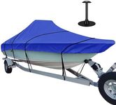 iCOVER Trailerable Boat Cover, 600D Heavy Duty Boat Cover Fits Center Console Boat 20ft-22ft Long and Beam Width up to 106in, Windshield Height up to 30in, Boat Cover Support Pole Included