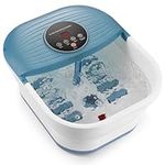 Collapsible Foot Spa Bath Massager, 95-118℉ Adjustable Temperature Fast Heating, with Heat, Bubble, Foldable Massage Rollers(Non-electric) with Detachable Massage Points Relief at Home