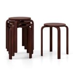 Giantex Bentwood Stackable Stools Set of 4, 18" Round Stacking Backless Bar Stools, School Chairs, Flexible Seating for Classroom Elementary, Students, Adults, Kitchen, Dining Room (Coffee)