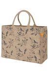 Kaf Home Jute Tote Bag - Market Burlap Canvas Tote Bag For Women - Durable Tote Bag With Handles, Reinforced Bottom & Interior Zipper Pocket - Ideal For Grocery, Shopping & Beach (Birds - Pewter)