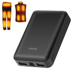 HEITEGTAK 5V 2A Heated Gilet Vest Battery Pack USB Port for Heating Jacket Coat Pants Underwear, Heated Clothing Replacement Battery Pack (UK, Alpha, One Size, Black 5V USB Port 10000 mAh)