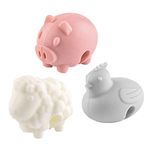 FGYZYP 3Pcs Cartoon Silicone Pot Lid Lifters, Cute Animal Heat Resistant Pot Lid Rack Holder Clips, Spill- Proof Steam Vent Stand for Soup Pots Saucepan Home Kitchen Tool Accessories (Random Color)