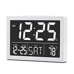 SZELAM Alarm Clock, Digital Clock,5.5 "Larger Display LED Electric Digital Clock,6 Brightness Levels,Volume Adjustable,Date Temperature Display Table Clock for Bedside Desk Bedroom