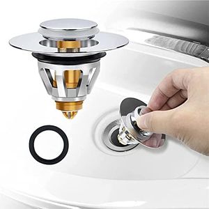 pop up sink plugs basin plug ​sink waste stainless steel push-type bounce core drain filter bath plug ​pop up hair catcher-37-44mm
