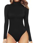 Shen&Qege Women's Bodysuits Mock Turtle Neck long Sleeve Bodysuits Tops