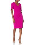 Adrianna Papell Women's Knit Crepe Pearl Trim Dress, Hot Orchid, 10