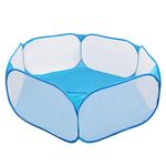 Coolty Portable Small Animals Playpen Breathable Transparent Pet Cage Tent Pop Up Kids Ball Pit Ball Tent Outdoor Indoor Exercise Fence Yard Fence (Blue)