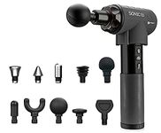 Sonic LX Quiet Pro Percussion Massage Gun - 9 Back Massager Speeds + 10 Attachment Massagers for Neck and Back - Deep Tissue Muscle Massager for Athletes & Chiropractic Therapy - Upgraded