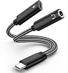 USB C to 3.5mm Headphone and Charger Adapter, 2 in 1 Type C to Aux Audio Jack PD 60W Fast Charge Dongle Fit with Galaxy S23 S22 S21 Ultra S20 FE Note 20, Pixel 7 6 5XL 4 3 2, iPad/MacBook Pro, Pico 4