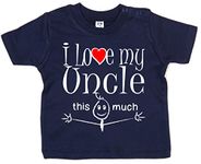 Dirty Fingers, I Love My Uncle This Much, Novelty Baby T-Shirt, 6-12m, Navy