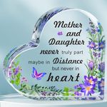 Aujzoo Mother and Daughter Gifts, Mum Birthday Gift, Daughter Gifts-Decorative Acrylic Block Heart Shape 4x4 inches-Graduation Gifts for Daughter, Mothers Day Christmas Anniversary for Mum