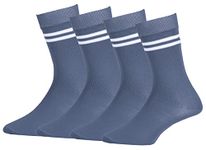 RC. ROYAL CLASS Boys & Girls Grey Colour With White Strips Organic Cotton Calf Length School Socks (Pack of 4 Pairs)(6-7 Years)