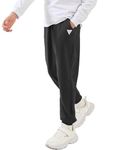 HIBETY Boys Athletic Pants, Moisture-Wicking Breathable Cotton Sweatpants with Elastic Drawstring Black-S