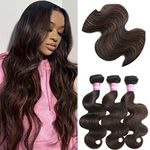 Human Hair Bundles Highlight Brown Body Wave 10A Brazilian Virgin Hair Weave 3 Bundles Ombre Body Wave Human Hair Remy Hair Extensions By Originea(FB30 16/18/20)