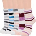 CHACKO 3 Pairs Soft Winter Thick Warm Fleece Lined Thermal Stretchy Elastic Fuzzy Feather Socks (Without Thumb) for Men/Ladies/Women_Any 5 Colors(Free Size,Pack Of 05)