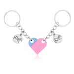XIHIRCD Matching Brick Heart Keychain for Couples, Custom Couple Key Chain with Gift Box Pinky Promise Pendant Cute Couple, Pink, Light Blue, Small