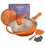 Tiborang 8 in 1 Frying Pans Nonstick,11" Frying Pan with Lid,Steamer for Cooking,All in One Pan Cookware for All Stoves,Woks & Stir-Fry Pans Nonstick,Saute Pan PFAS-Free/PFOA-Free(Tangerine)